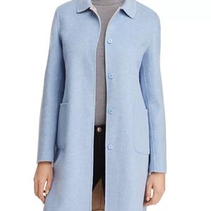 MaxMara Blue and Tan Trench Coat with Streamlined Silhouette